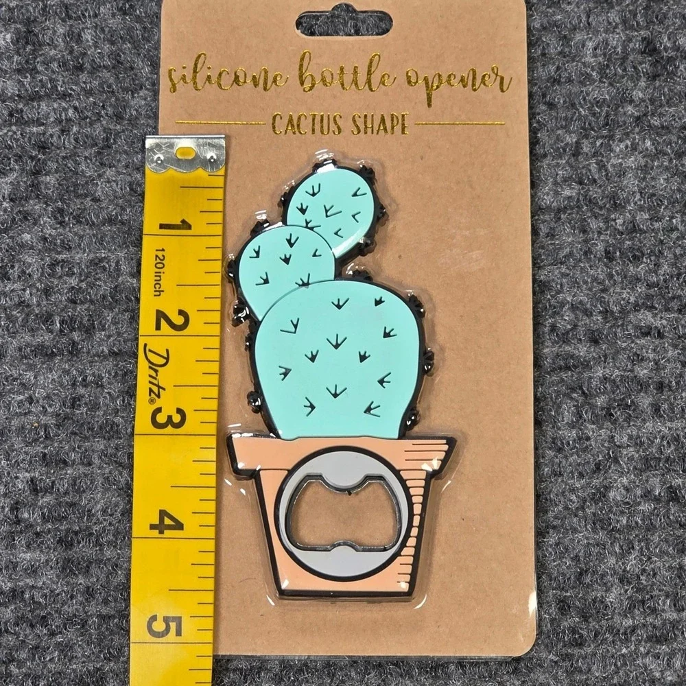 TMD Retail Cactus Silicone Bottle Opener Green Tan Novelty‎ Bar Tool NWT